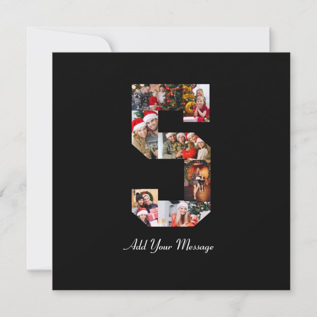Tarjeta Festiva Collage de fotos en blanco y negro número 5 (Anverso)