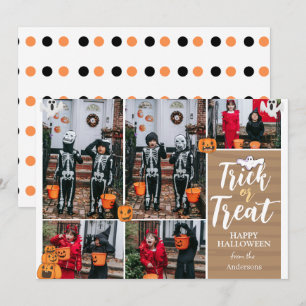 Tarjeta Festiva Collage de fotos Familiar De Boo Halloween Trick O