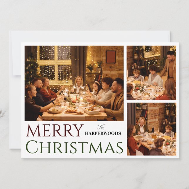 Tarjeta Festiva Collage de fotos familiar de guión de reno para na (Anverso)
