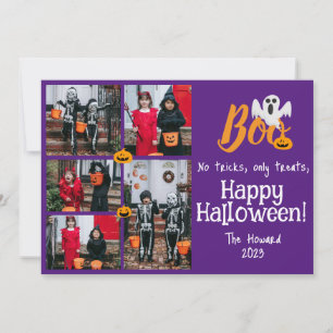 Tarjeta Festiva Collage de fotos familiar de Halloween con calabaz
