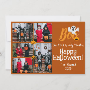 Tarjeta Festiva Collage de fotos familiar de Halloween con calabaz
