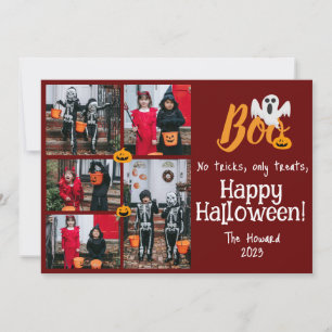 Tarjeta Festiva Collage de fotos familiar de Halloween con calabaz