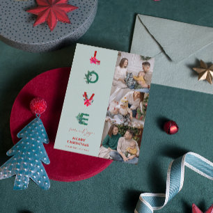 Tarjeta Festiva Collage de fotos familiar de navidades Amo a la