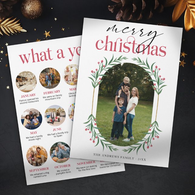 Tarjeta Festiva Collage de fotos familiar de Navidades de la veget (Subido por el creador)