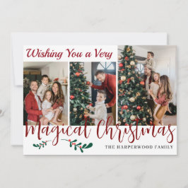 Tarjeta Festiva Collage de fotos familiar de Navidades simples y m