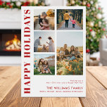 Tarjeta Festiva Collage de fotos familiar Minimalista moderno<br><div class="desc">Felices fiestas! Envíe sus cálidos deseos a amigos y familia esta temporada de Navidades con una tarjeta de Navidades de personalizable fotográfico con tipografía simple y moderna. Personalice agregando las fotos, nombres, año y otros detalles de su personalizado. Esta tarjeta de Navidad mínima está disponible en otros colores y cartón....</div>