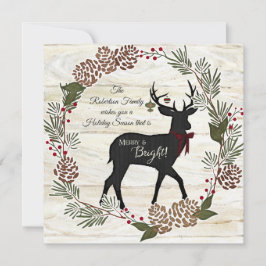 Tarjeta Festiva Collage de fotos familiar Navidades de Wood Farmho