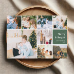 Tarjeta Festiva Collage de fotos Familiar, Navidades Frescos Y Bri<br><div class="desc">**Presentamos nuestra tarjeta de Navidades merry y luminosos: una alegre instantánea de la temporada** Esta temporada navideña, celebra el calor y el brillo de tus momentos apreciados con nuestra tarjeta de Navidades merry y brillantes. Con un diseño fotográfico de 8 cuadrados de personalizable y un cuadrado de presupuesto sincero que...</div>