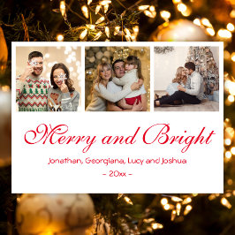 Tarjeta Festiva Collage de fotos familiar personalizado Merry and 