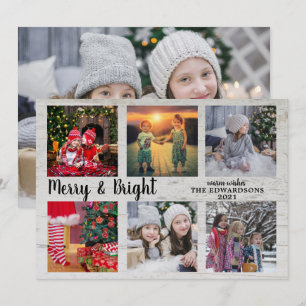 Tarjeta Festiva Collage de fotos familiares de Merry y Navidades B