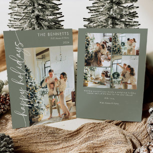 Tarjeta Festiva Collage de fotos feliz de vacaciones Minimalista m