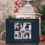 Tarjeta Festiva Collage de fotos floral Blue Winter Forest<br><div class="desc">Comparte la magia de la temporada con esta tarjeta azul de Collage de fotos floral de los bosques de invierno, diseñada para mostrar tu espíritu festivo. Este saludo fotográfico de vacaciones presenta un diseño sencillo con una serena escena de selva acuática y delicados acentos florales de bosques de invierno, destacando...</div>
