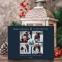 Tarjeta Festiva Collage de fotos floral Blue Winter Forest