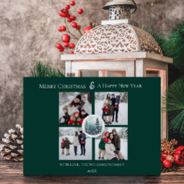 Tarjeta Festiva Collage de fotos floral de la selva verde de invie