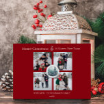 Tarjeta Festiva Collage de fotos floral Red Winter Forest<br><div class="desc">Comparte la magia de la temporada con esta tarjeta de vacaciones de Collage de fotos floral Red Winter Forest, diseñada para mostrar tu espíritu festivo. Este saludo fotográfico de vacaciones presenta un diseño sencillo con una serena escena de selva acuática y delicados acentos florales de bosques de invierno, destacando de...</div>
