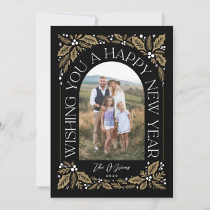 Tarjeta Festiva Collage de fotos Golden 3 de New Year Arch Berry