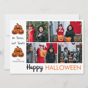 Tarjeta Festiva Collage de fotos Halloween de calabaza boina jack-