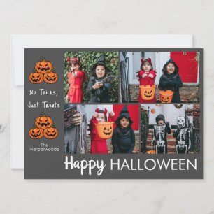 Tarjeta Festiva Collage de fotos Halloween de calabaza boina jack-