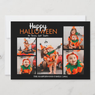 Tarjeta Festiva Collage de fotos Halloween de calabaza boina jack-