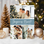 Tarjeta Festiva Collage de fotos Joyeux Noel<br><div class="desc">Esta fabulosa tarjeta de vacaciones de 3 fotos con "Joyeux Noel!" en un estilo de letra de escritura moderno y su nombre familiar y año con un tipográfico tipográfico tradicional y nítido tipo de letra, ambos en blanco sobre azul polvoriento y con la espalda correspondiente, es perfecta para enviarlo a...</div>