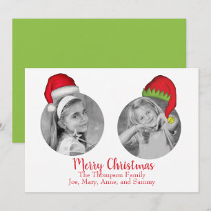 Tarjeta Festiva Collage de fotos lindo Santa Claus Gorras Navidade