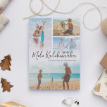 Tarjeta Festiva Collage de fotos Mele Kalikimaka<br><div class="desc">Simple tarjeta de vacaciones de navidades hawaianos que incluye un collage de fotos de tu maravillosa familia,  el dicho "mele kalikimaka",  dos dibujos de estrellas del océano,  tu nombre familiar y el año.</div>