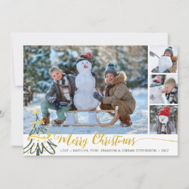 Tarjeta Festiva Collage de fotos Merry Christmas Tree 4