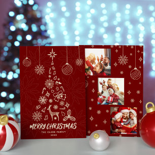 Tarjeta Festiva Collage de fotos Minamalist Dark Christmas Tree 3
