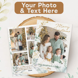 Tarjeta Festiva Collage de fotos mínimo de Navidades de pincel bot