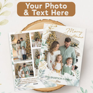 Tarjeta Festiva Collage de fotos mínimo de Navidades de pincel bot