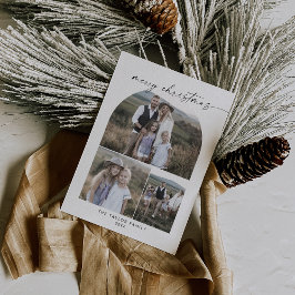 Tarjeta Festiva Collage de fotos moderno de Boho Arch Feliz Navida