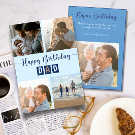 Tarjeta Festiva Collage de fotos moderno de cumpleaños feliz papá