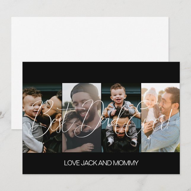 Tarjeta Festiva Collage de Fotos Moderno Día del Padre  (Anverso / Reverso)