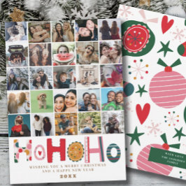 Tarjeta Festiva Collage de fotos moderno Ho Ho Ho Ho Navidades Car