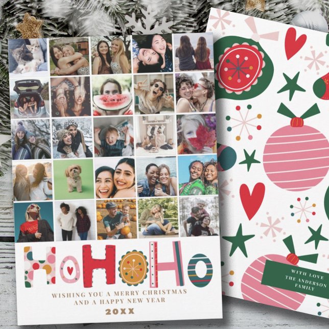 Tarjeta Festiva Collage de fotos moderno Ho Ho Ho Ho Navidades Car (Subido por el creador)