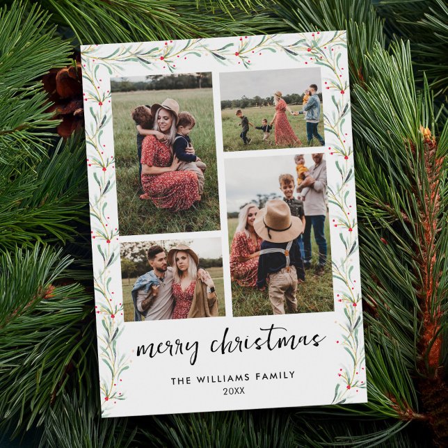 Tarjeta Festiva Collage de fotos moderno Navidades mínimos botánic (Subido por el creador)