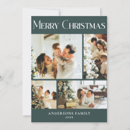 Tarjeta Festiva Collage de fotos moderno Navidades verdes escandin