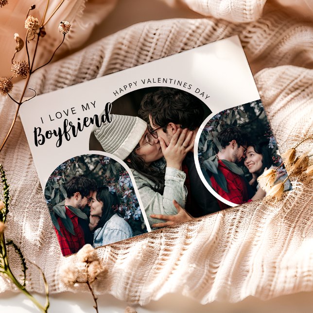 Tarjeta Festiva Collage de fotos moderno que amo a mi novio (Subido por el creador)