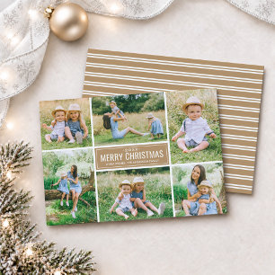 Tarjeta Festiva Collage de fotos moderno y terroso de Feliz Navida