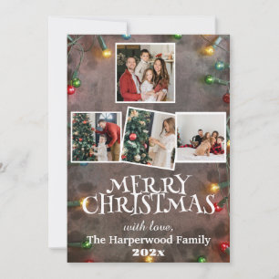 Tarjeta Festiva collage de fotos navideñas familiares sencillas y 