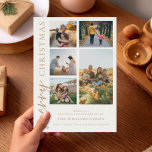 Tarjeta Festiva Collage de fotos navideño moderno<br><div class="desc">Feliz Navidad! Envíe sus cálidos deseos a amigos y familia esta temporada de vacaciones con una tarjeta de Navidades de collage de fotos de personalizable con una simple tipografía moderna. Personalice agregando las fotos, nombres, año y otros detalles de su personalizado. Esta tarjeta de Navidad mínima está disponible en otros...</div>