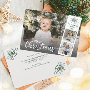 Tarjeta Festiva Collage de fotos navideño moderno con escritura mo