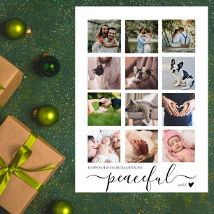Tarjeta Festiva Collage de fotos pacífico de Navidades Minimalista
