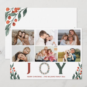 Tarjeta Festiva Collage de fotos Personalizado de Navidades de JOY