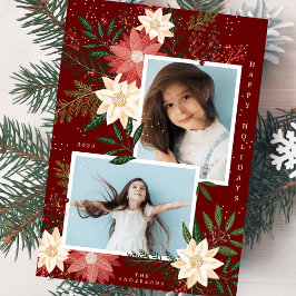 Tarjeta Festiva Collage de fotos Poinsettia Splendor