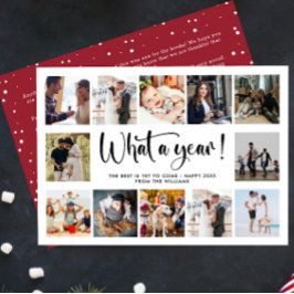 Tarjeta Festiva Collage de fotos ¿Qué año!