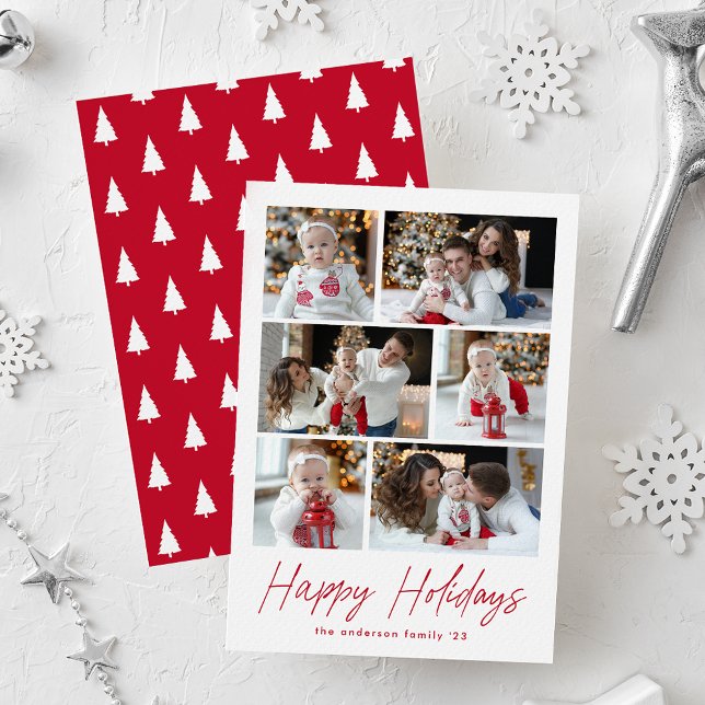 Tarjeta Festiva Collage de fotos Red Happy Holidays Script 6 (Subido por el creador)