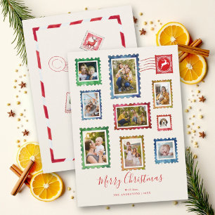 Tarjeta Festiva Collage de fotos Sellos Vintage Navideños Capricho