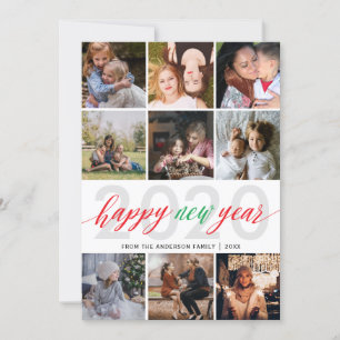 Tarjeta Festiva Collage de fotos simple de Año Nuevo Feliz