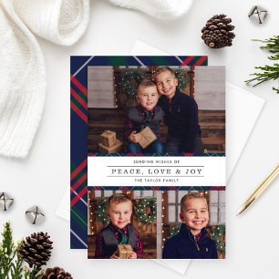 Tarjeta Festiva Collage de fotos Tartan Plaid